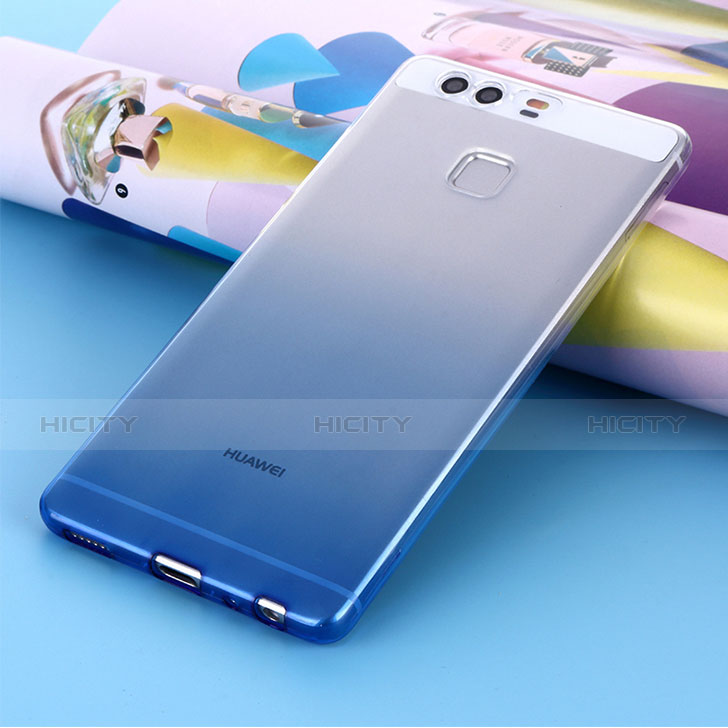 Funda Silicona Ultrafina Transparente Gradiente para Huawei P9 Azul