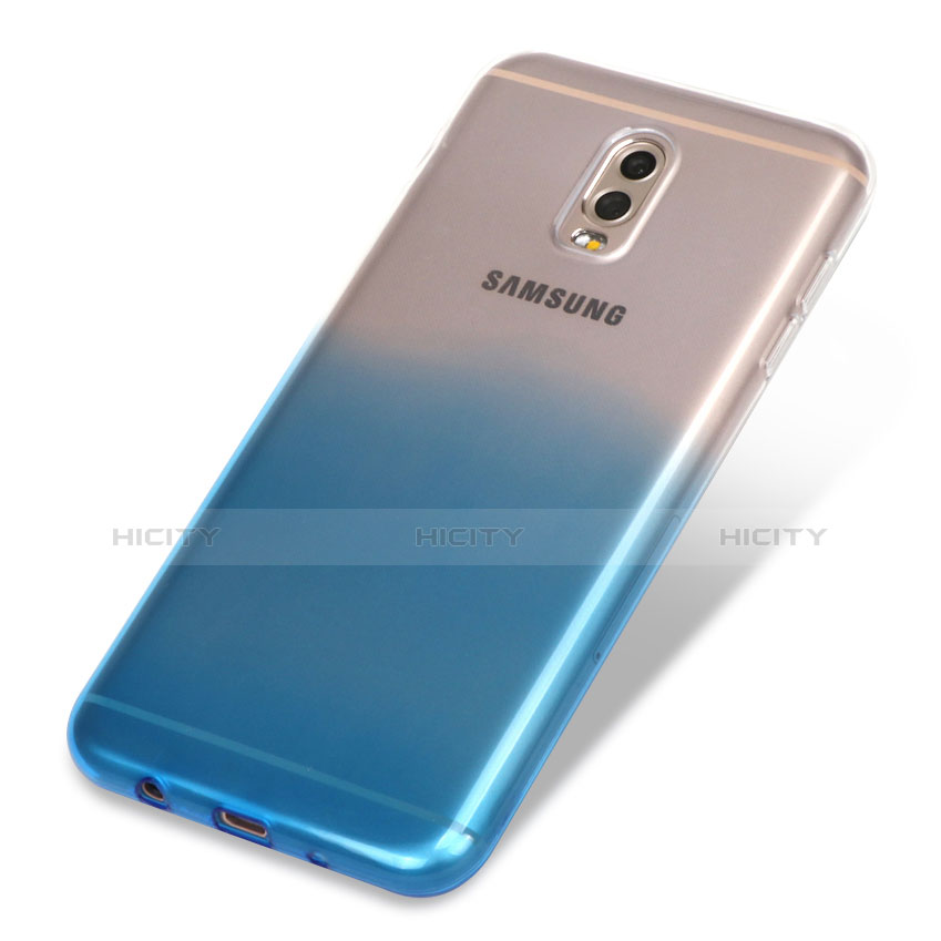 Funda Silicona Ultrafina Transparente Gradiente para Samsung Galaxy C7 (2017) Azul