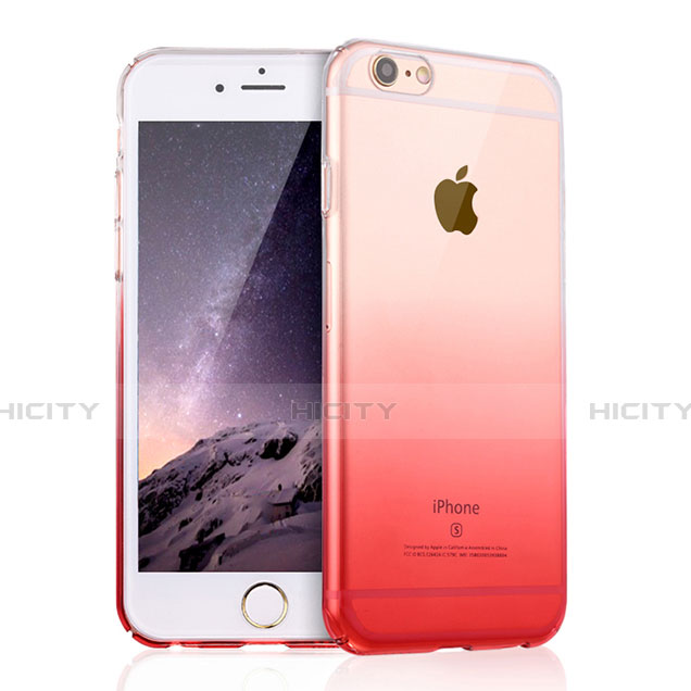 Funda Silicona Ultrafina Transparente Gradiente Z01 para Apple iPhone 6S Plus Rojo