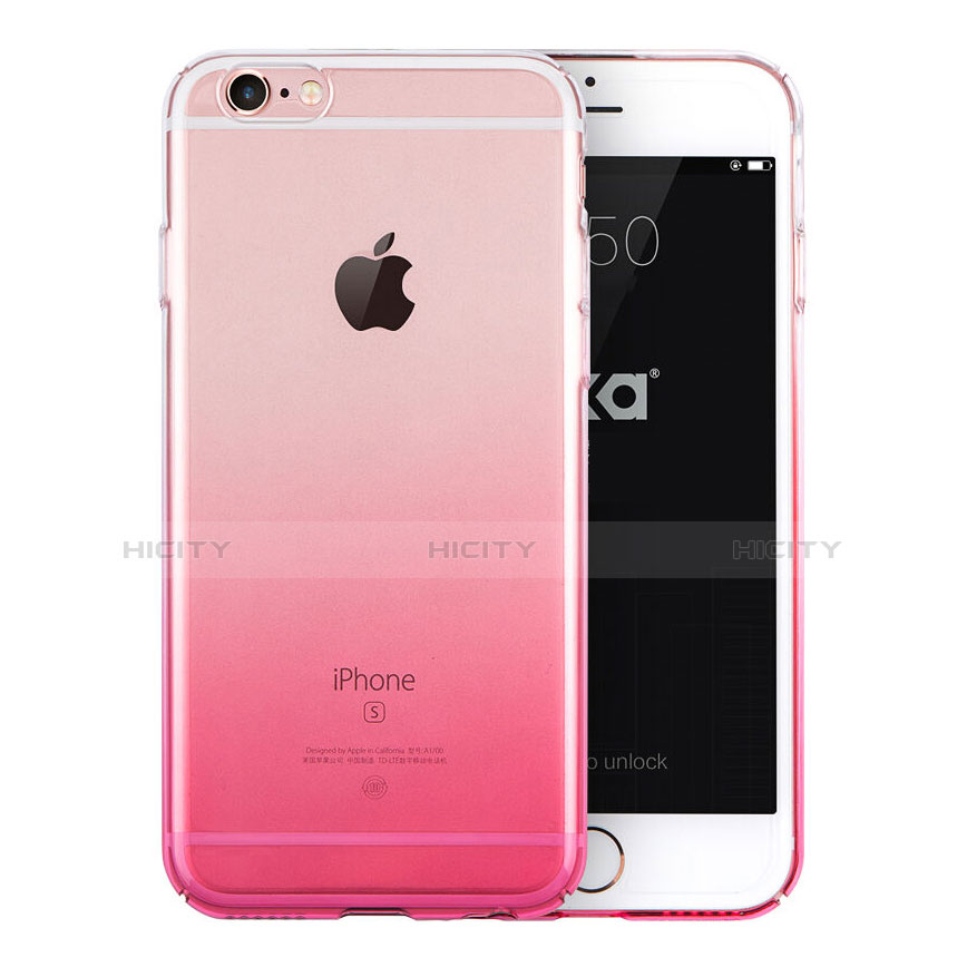 Funda Silicona Ultrafina Transparente Gradiente Z01 para Apple iPhone 6S Plus Rosa