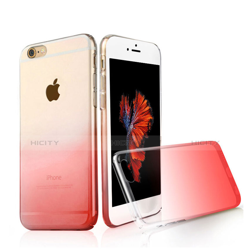 Funda Silicona Ultrafina Transparente Gradiente Z01 para Apple iPhone 6S Rojo