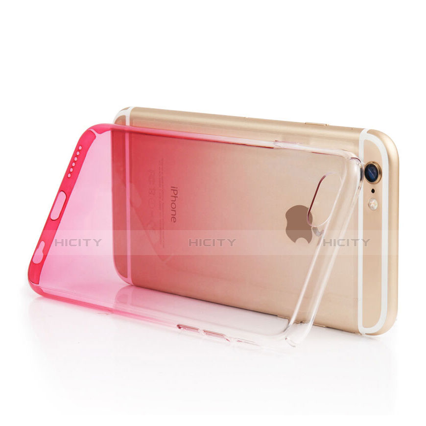 Funda Silicona Ultrafina Transparente Gradiente Z01 para Apple iPhone 6S Rojo