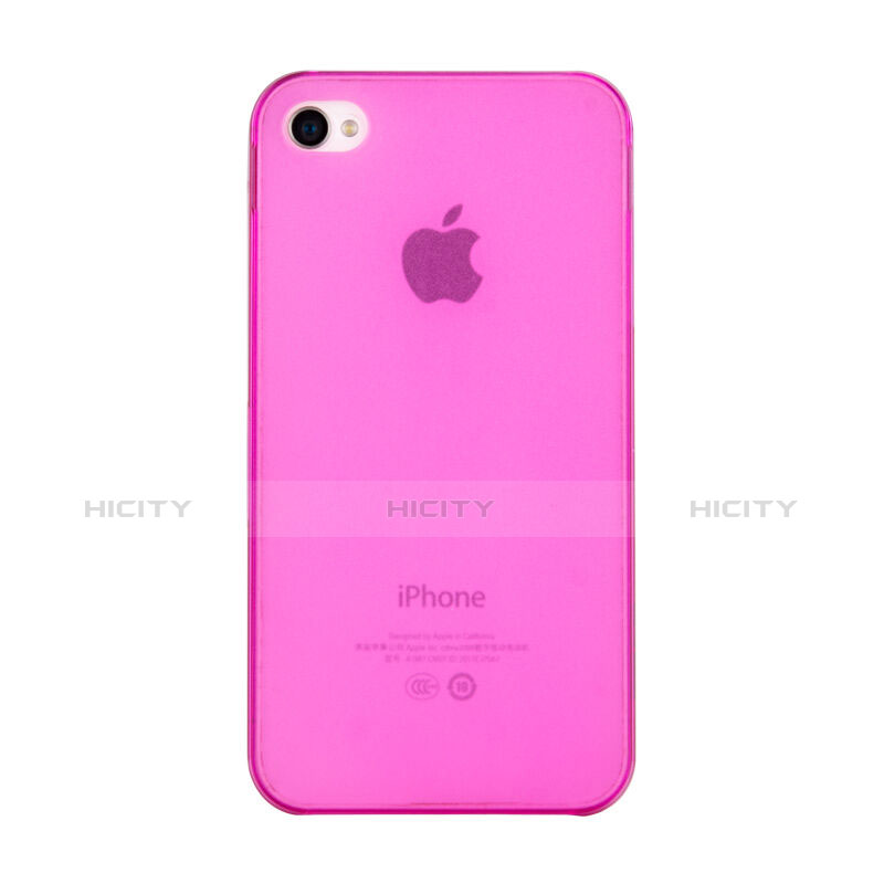 Funda Silicona Ultrafina Transparente Mate para Apple iPhone 4 Rosa