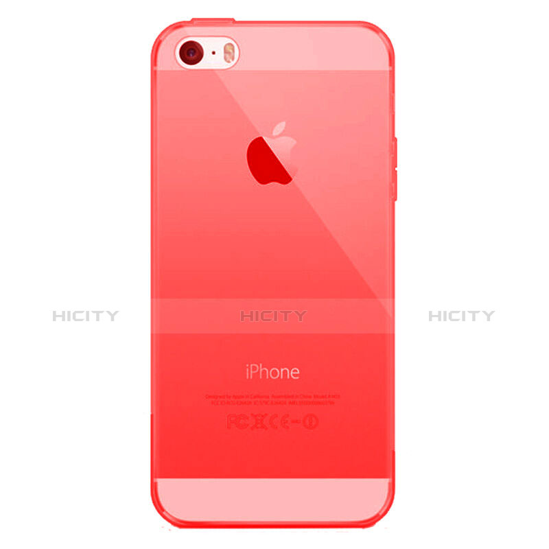 Funda Silicona Ultrafina Transparente Mate para Apple iPhone 5 Rojo