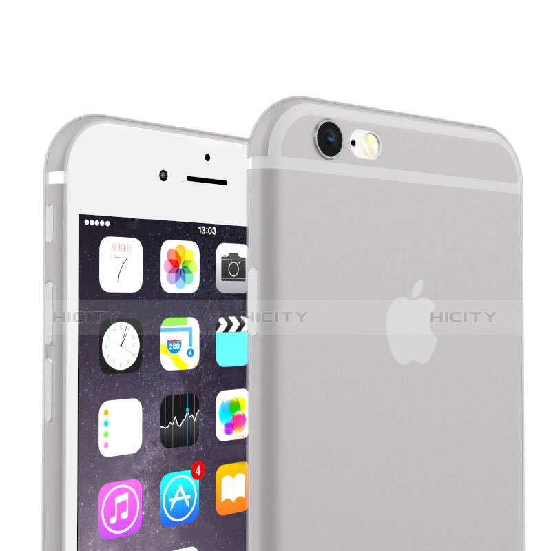 Funda Silicona Ultrafina Transparente Mate para Apple iPhone 6S Plus Gris