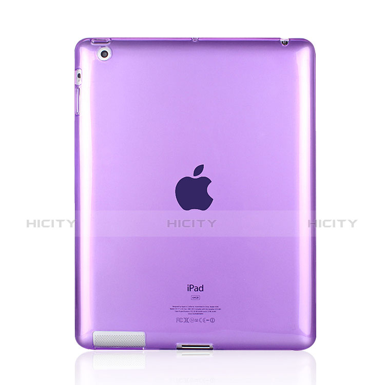 Funda Silicona Ultrafina Transparente para Apple iPad 4 Morado