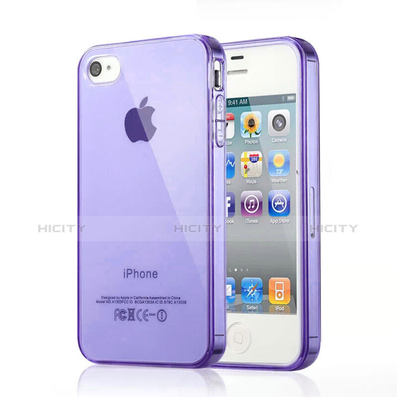 Funda Silicona Ultrafina Transparente para Apple iPhone 4 Morado