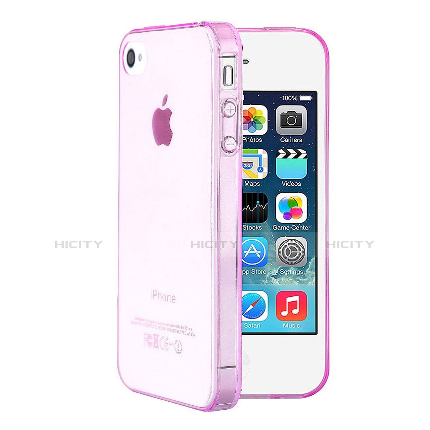 Funda Silicona Ultrafina Transparente para Apple iPhone 4 Rosa