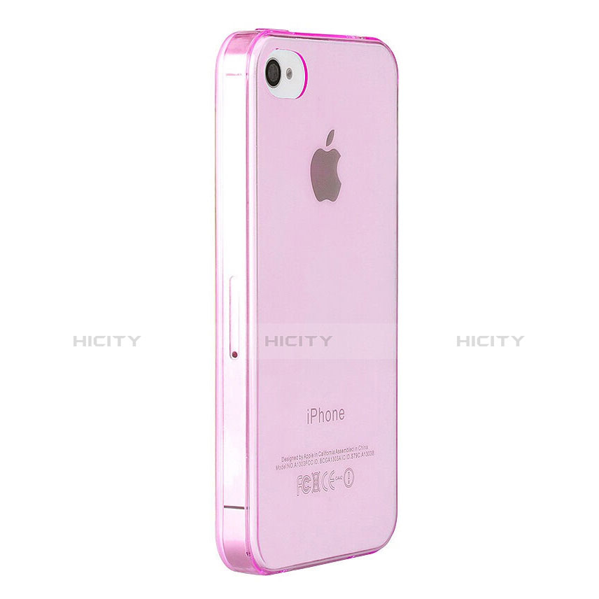 Funda Silicona Ultrafina Transparente para Apple iPhone 4 Rosa