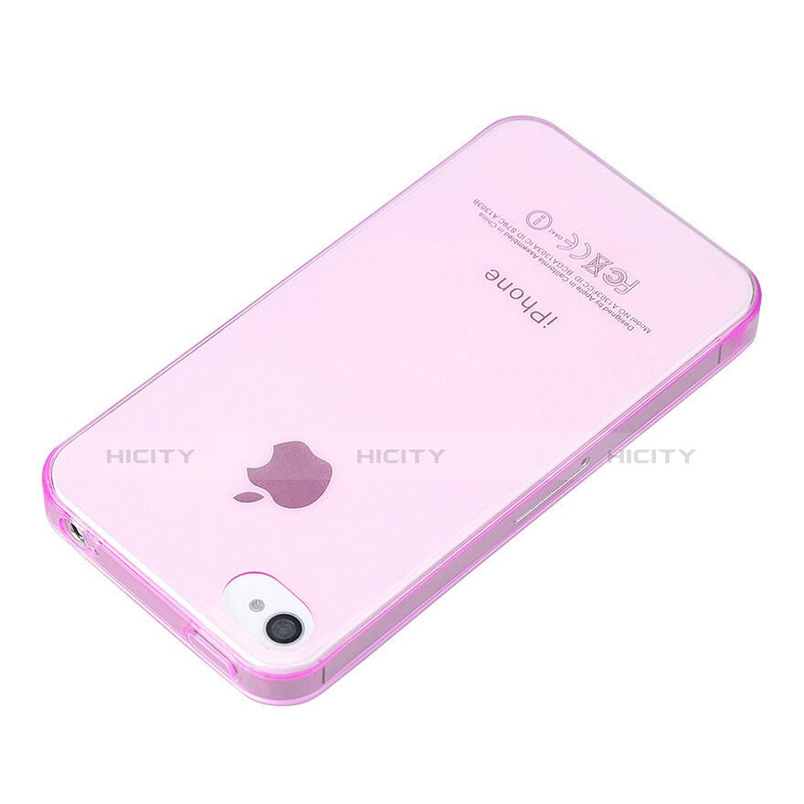 Funda Silicona Ultrafina Transparente para Apple iPhone 4 Rosa