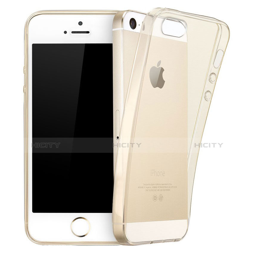 Funda Silicona Ultrafina Transparente para Apple iPhone 5 Oro