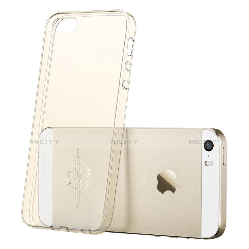 Funda Silicona Ultrafina Transparente para Apple iPhone 5 Oro