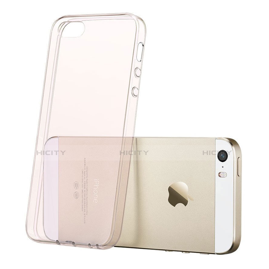 Funda Silicona Ultrafina Transparente para Apple iPhone 5 Rosa