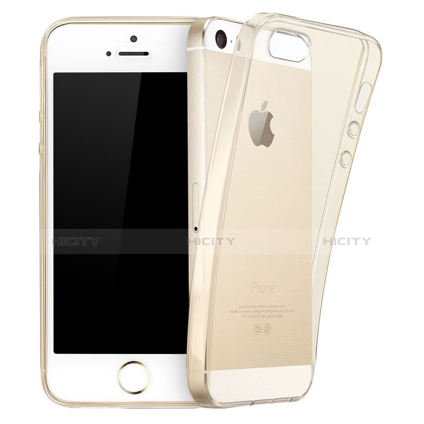 Funda Silicona Ultrafina Transparente para Apple iPhone 5S Oro