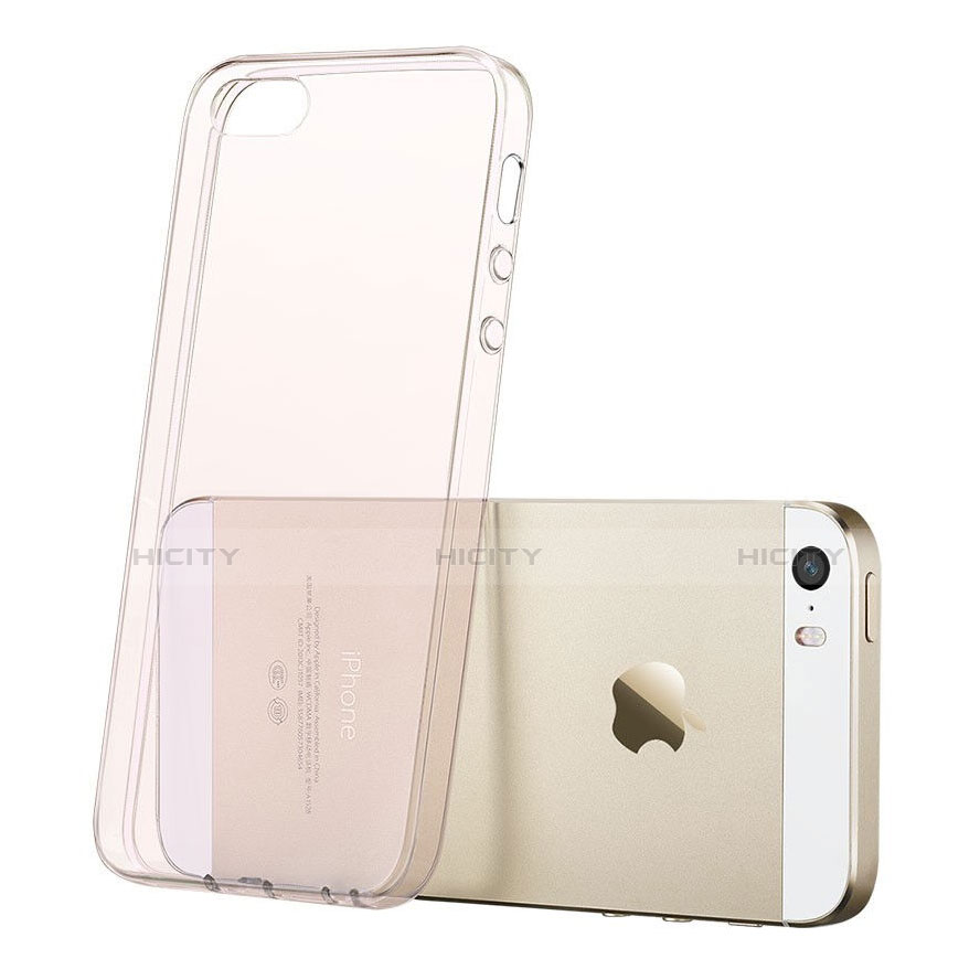 Funda Silicona Ultrafina Transparente para Apple iPhone 5S Rosa