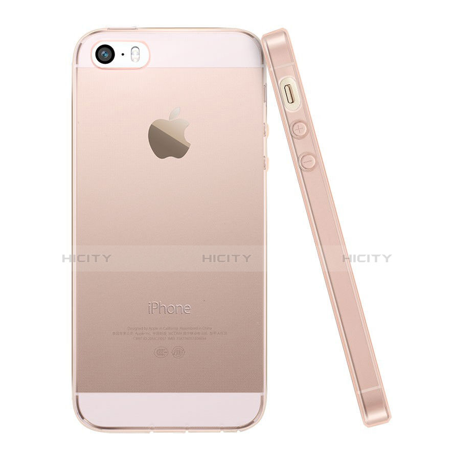 Funda Silicona Ultrafina Transparente para Apple iPhone 5S Rosa