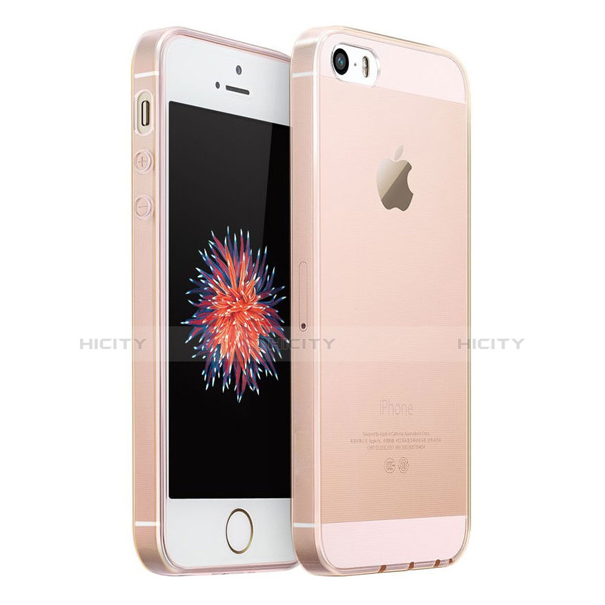 Funda Silicona Ultrafina Transparente para Apple iPhone 5S Rosa