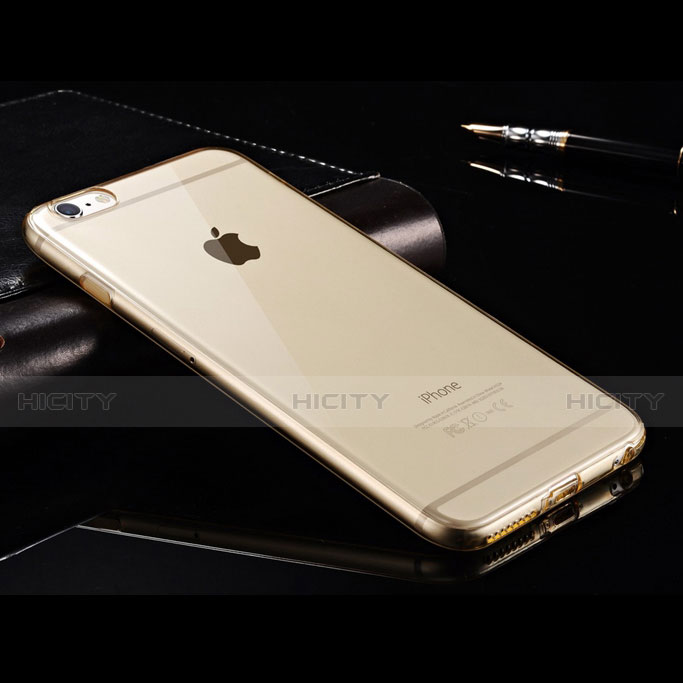 Funda Silicona Ultrafina Transparente para Apple iPhone 6 Plus Oro