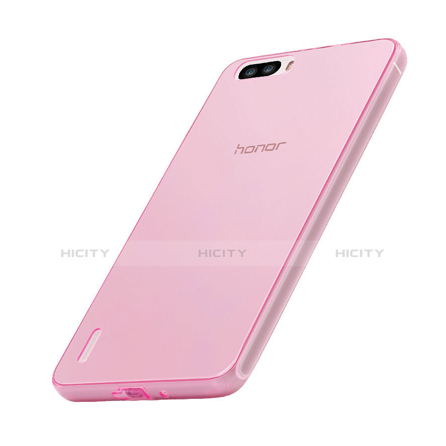 Funda Silicona Ultrafina Transparente para Huawei Honor 6 Plus Rosa