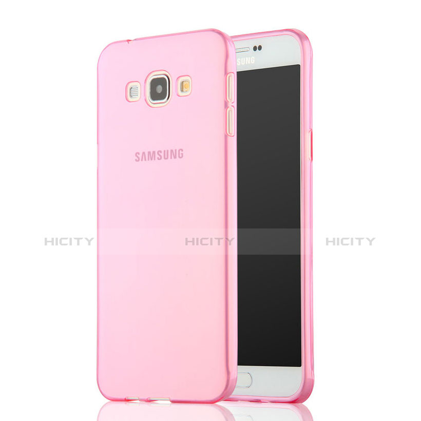 Funda Silicona Ultrafina Transparente para Samsung Galaxy A7 Duos SM-A700F A700FD Rosa