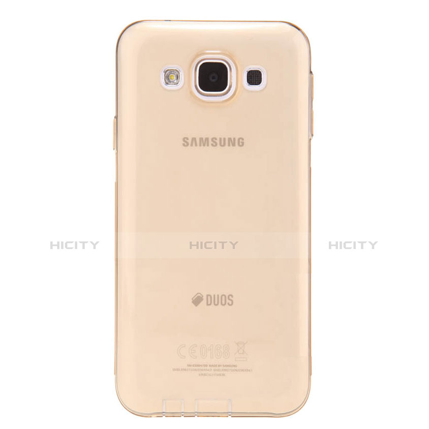 Funda Silicona Ultrafina Transparente para Samsung Galaxy E5 SM-E500F E500H Oro