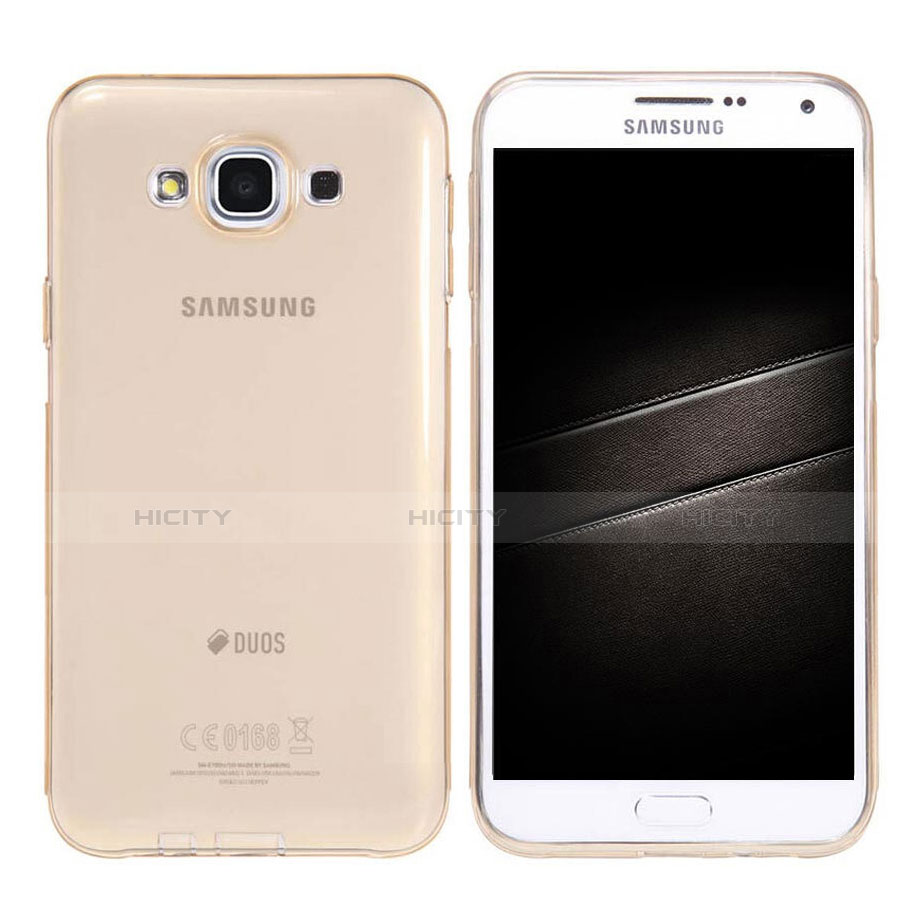 Funda Silicona Ultrafina Transparente para Samsung Galaxy E7 SM-E700 E7000 Oro