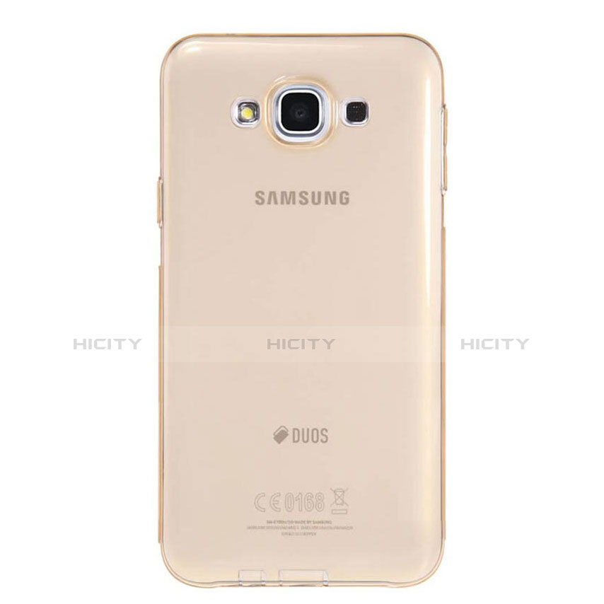 Funda Silicona Ultrafina Transparente para Samsung Galaxy E7 SM-E700 E7000 Oro