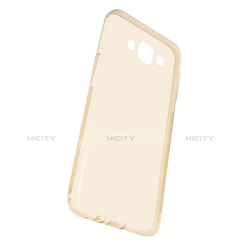 Funda Silicona Ultrafina Transparente para Samsung Galaxy E7 SM-E700 E7000 Oro