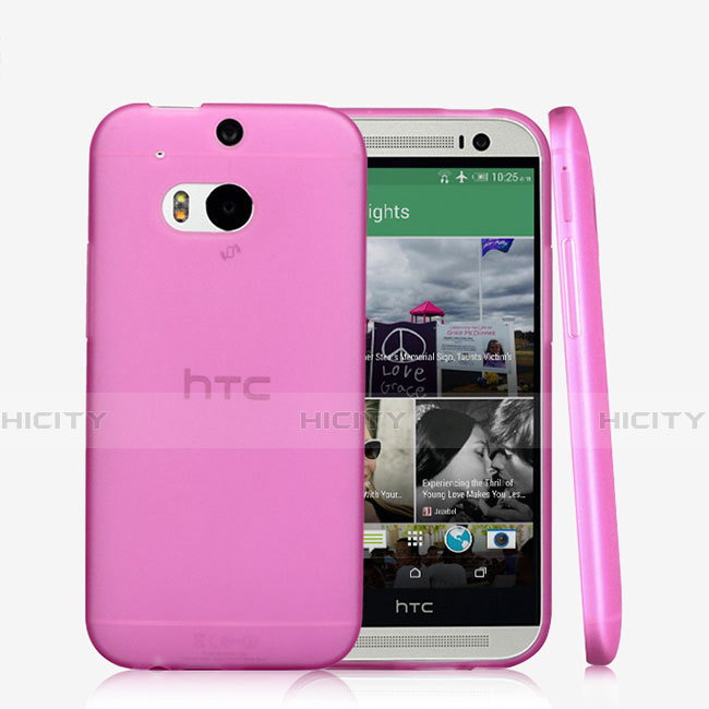 Funda Silicona Ultrafina Transparente T01 para HTC One M8 Rosa