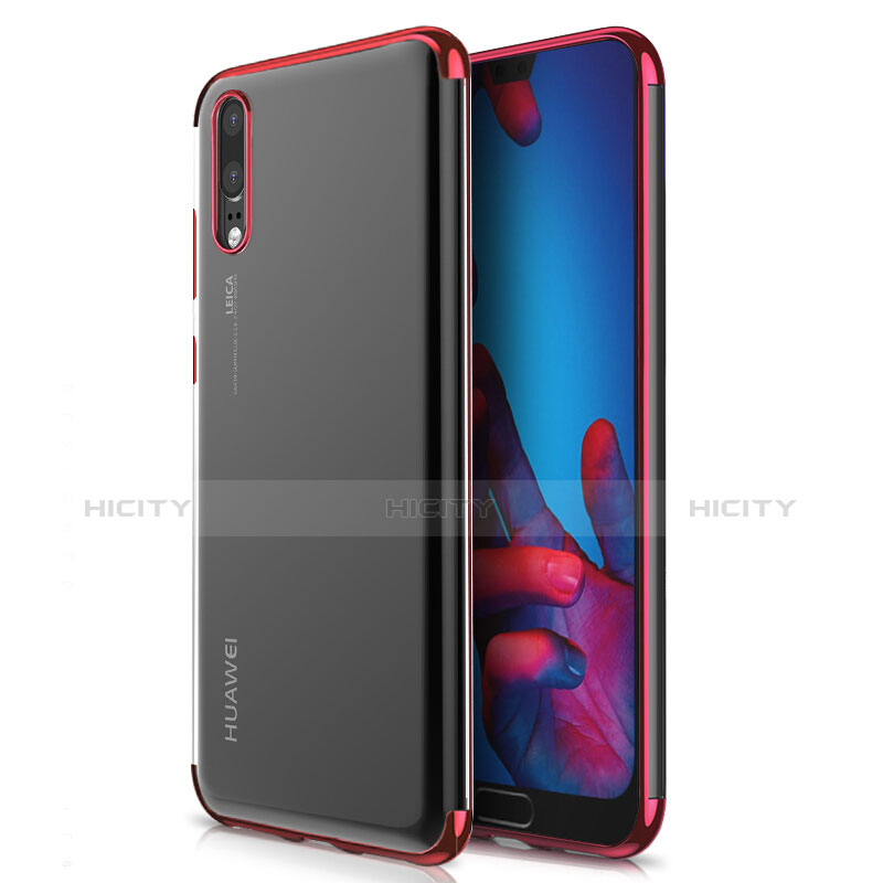 Funda Silicona Ultrafina Transparente T02 para Huawei P20 Rojo