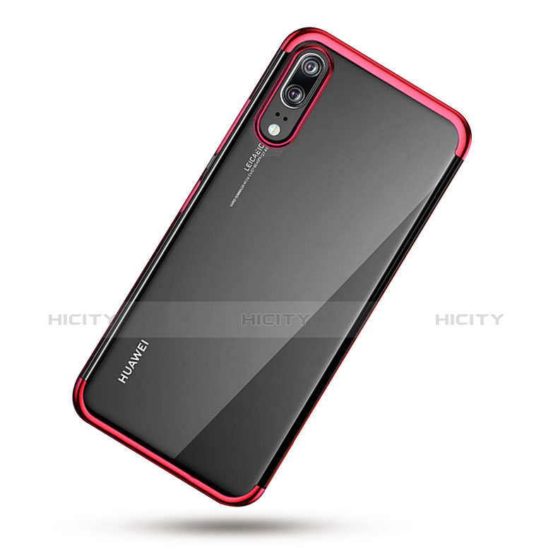 Funda Silicona Ultrafina Transparente T02 para Huawei P20 Rojo