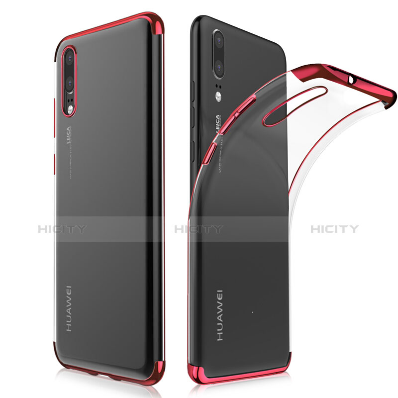 Funda Silicona Ultrafina Transparente T02 para Huawei P20 Rojo