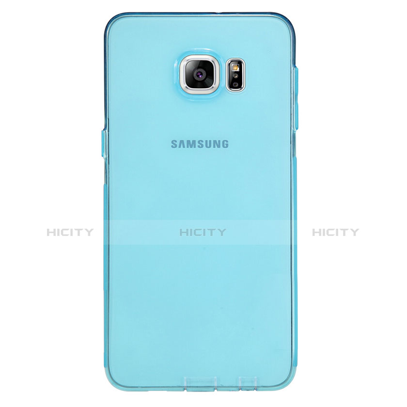 Funda Silicona Ultrafina Transparente T04 para Samsung Galaxy S6 Edge+ Plus SM-G928F Azul