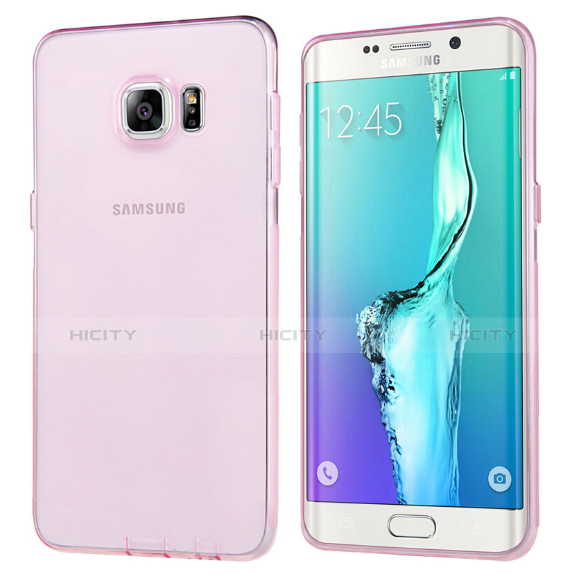 Funda Silicona Ultrafina Transparente T04 para Samsung Galaxy S6 Edge+ Plus SM-G928F Rosa