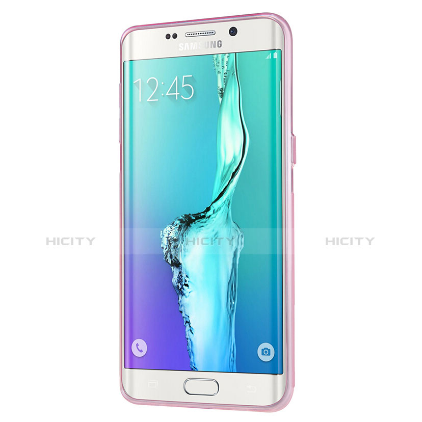 Funda Silicona Ultrafina Transparente T04 para Samsung Galaxy S6 Edge+ Plus SM-G928F Rosa