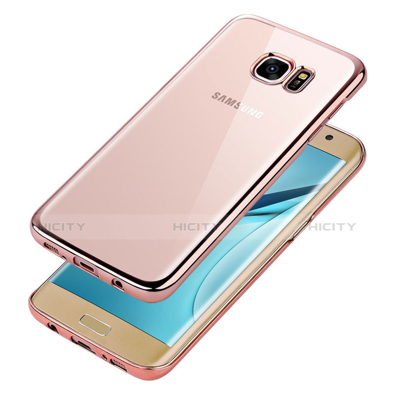 Funda Silicona Ultrafina Transparente T06 para Samsung Galaxy S7 Edge G935F Oro Rosa