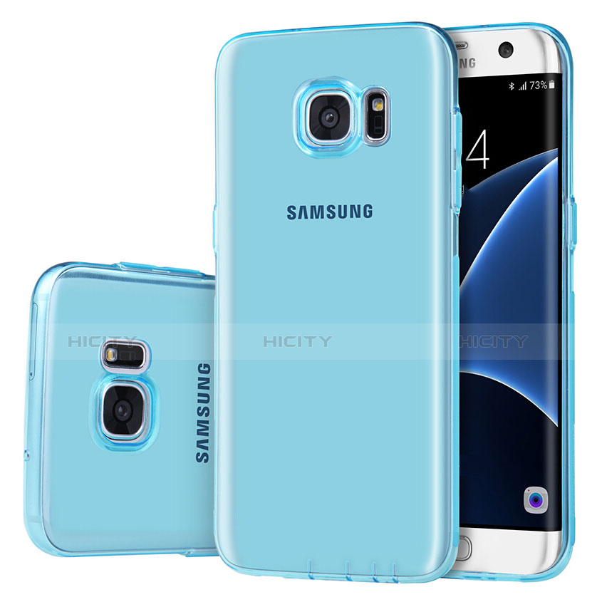 Funda Silicona Ultrafina Transparente T07 para Samsung Galaxy S7 Edge G935F Azul