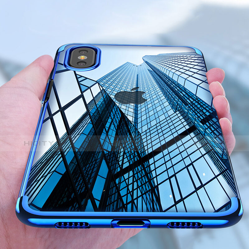 Funda Silicona Ultrafina Transparente V07 para Apple iPhone X Azul