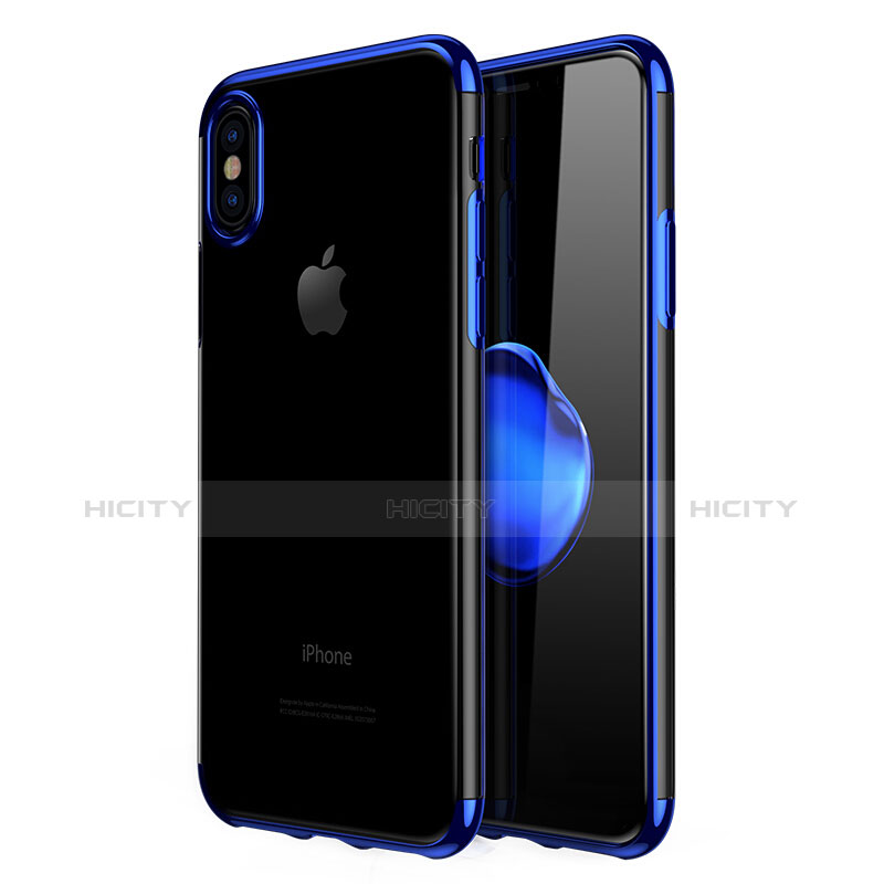 Funda Silicona Ultrafina Transparente V07 para Apple iPhone X Azul