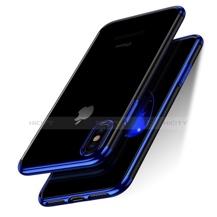 Funda Silicona Ultrafina Transparente V07 para Apple iPhone X Azul