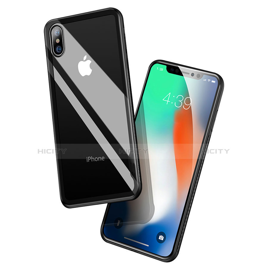 Funda Silicona Ultrafina Transparente V08 para Apple iPhone X Negro