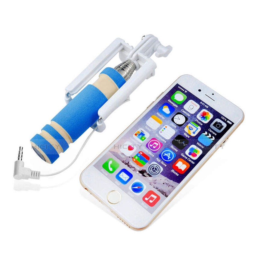 Palo Selfie Stick Extensible Conecta Mediante Cable Universal S01 Azul Cielo