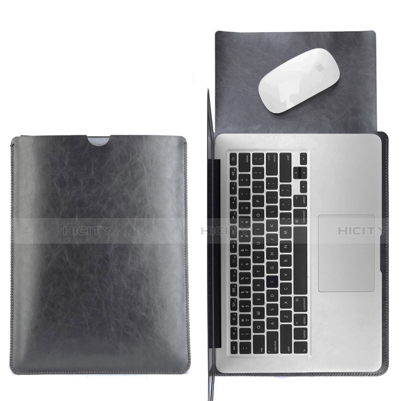 Suave Cuero Bolsillo Funda L17 para Apple MacBook 12 pulgadas Negro