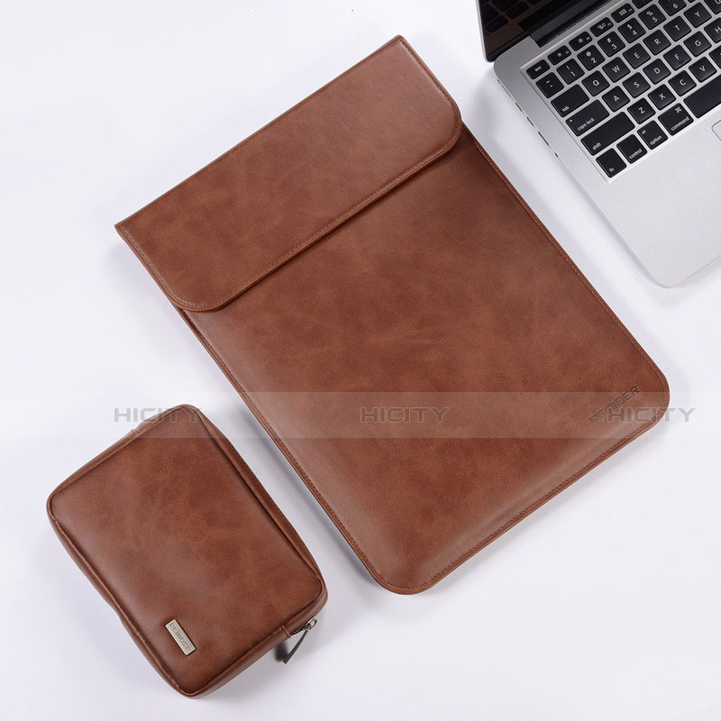 Suave Cuero Bolsillo Funda para Apple MacBook 12 pulgadas Marron