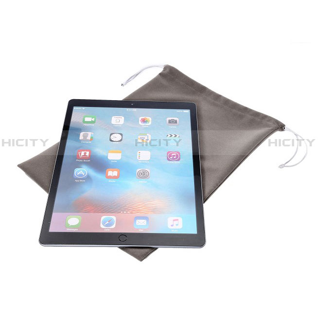 Suave Terciopelo Tela Bolsa de Cordon Carcasa para Apple New iPad 9.7 (2017) Gris