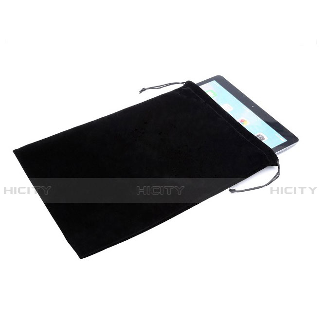 Suave Terciopelo Tela Bolsa de Cordon Funda para Apple iPad 2 Negro