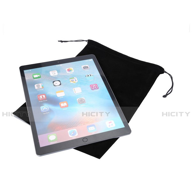 Suave Terciopelo Tela Bolsa de Cordon Funda para Apple iPad 2 Negro