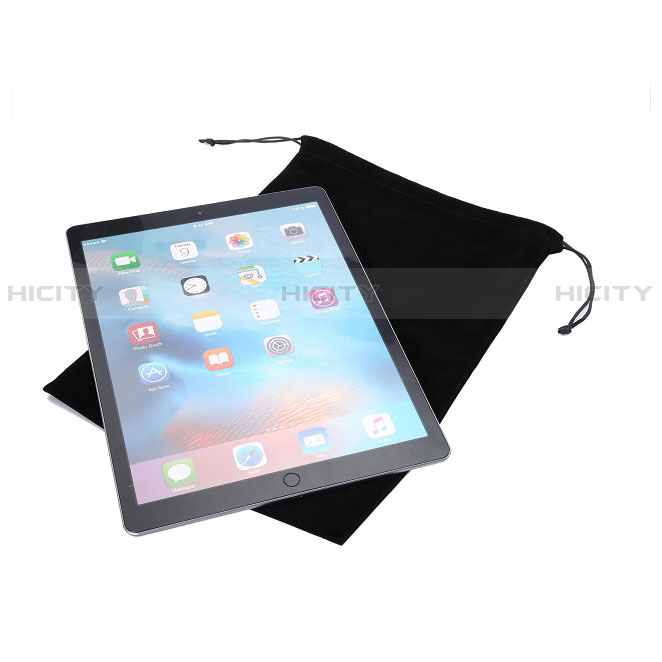 Suave Terciopelo Tela Bolsa de Cordon Funda para Apple New iPad 9.7 (2017) Negro