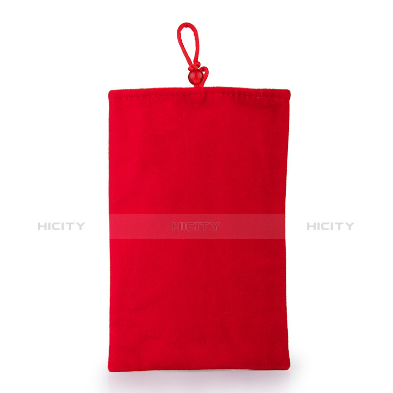 Suave Terciopelo Tela Bolsa Funda Universal Rojo