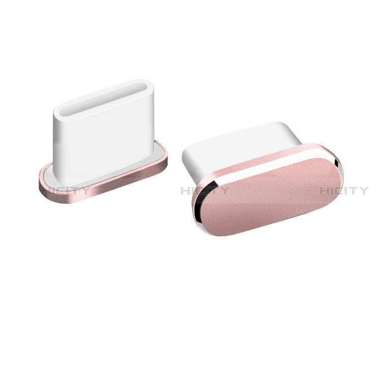 Tapon Antipolvo USB-C Jack Type-C Universal H06 para Apple iPhone 15 Oro Rosa